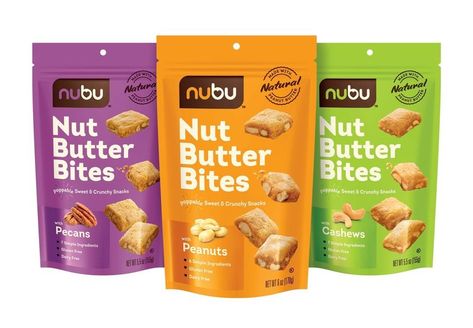 Nut Butter Bites - Nubu Nut Butter Bites are Made with Crunchy Nuts and Creamy Nut Butter (TrendHunter.com) Check more at https://viralbuzz.website/nut-butter-bites-nubu-nut-butter-bites-are-made-with-crunchy-nuts-and-creamy-nut-butter-trendhunter-com/?utm_source=pinterest Halal Snacks, Butter Bites, Snack Packaging, Standing Pouch, Fruit Packaging, Snack Bites, Crunchy Snack, Food Processing, Food Packaging Design