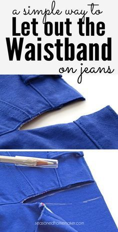 Are your jeans just a little snug in the waist? Learn the easiest way to Let Out the Waistband on Jeans. You don't need a lot of sewing experience to do this. Anyone can master this alteration on a pair of jeans. It only takes a few minutes to find comfort. Sewing Alterations, Beginner Sewing Projects Easy, Techniques Couture, Altering Clothes, Leftover Fabric, Stil Inspiration, Jeans Diy, Sewing Projects For Beginners, Sewing Skills