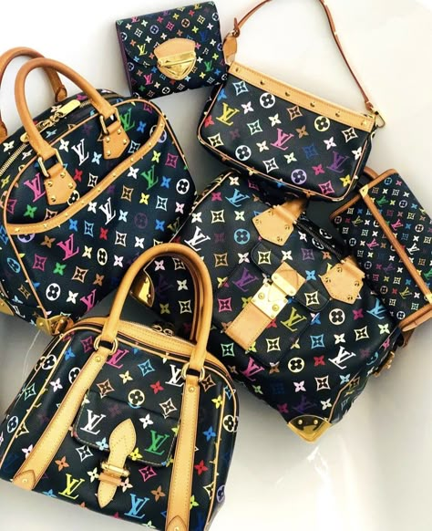 Multicolor Outfit, Lv Multicolor, 2000s Bags, Louis Vuitton Murakami, Fendi Purse, Gucci Backpack, Top Designer Bags, Sac Louis Vuitton, Pinterest Jewelry