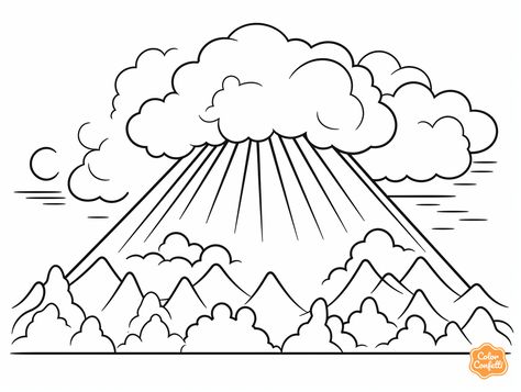 illustration of Mysteries of the volcano coloring Volcano Coloring Page, Mandala Turtle, Coloring Page For Adults, Beauty Planet, Fantasy Fairy, Natural Environment, Volcano, Adult Coloring Pages, Coloring Page