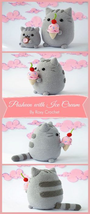 Adorable Pusheen Amigurumi Free Patterns Ideas - Carolinamontoni.com Crochet Amiguri, Geek Crochet, Crochet Cat Toys, Handmade Animals, Diy Crochet Toys, Diy Crochet Patterns, Toy Diy, Pusheen Cat, Crochet Cow