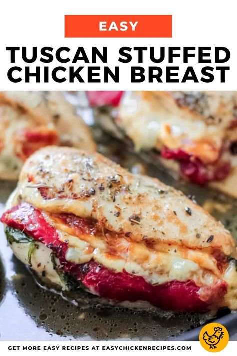 Chicken Roasted Red Peppers, Chicken Breats Recipes, Roasted Red Peppers Recipes, Baked Stuffed Chicken, Stuffed Chicken Recipe, Red Pepper Recipes, Stuffed Chicken Breast Spinach, Chicken Roasted, Fresh Spinach