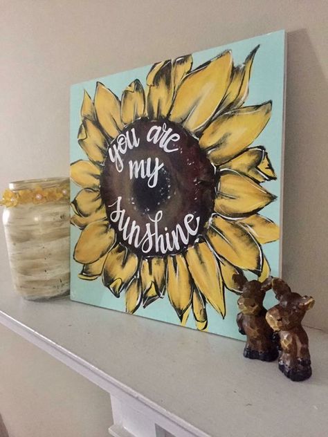 You Are My Sunshine Painting Canvases, You Are My Sunshine Canvas, You Are My Sunshine Painting, Sunshine Painting, Wall Painting Techniques, Sunflower Canvas, Revere Pewter, Interior Painting, Canvas Ideas