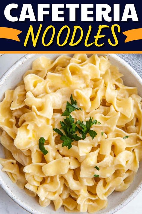 These cafeteria noodles went viral on TikTok for good reason! They're easy to make, creamy, and so delicious! Noodle Dinner Ideas, Cafeteria Noodles, Butter Noodles, Noodle Dinner, Viral Recipes, Pasta Meals, Tiktok Recipes, Potato Pasta, Buttered Noodles