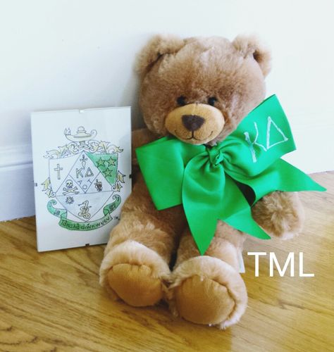 Kappa Delta gifts for my little sister! #kappadelta #ucla #kd Kappa Delta Teddy Bear, Kappa Delta Gifts, Kappa Delta Preference Round, Kappa Kappa Tau House, Kappa Delta Clothes, Pin Box, Big Lil, Bear Paintings, Kappa Delta