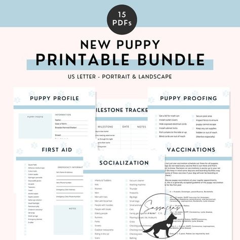 BUNDLE: Blue Puppy Printable Bundle Printable Pet Workbook - Etsy Cameroon New Puppy Checklist, Puppy Checklist, Web Advertising, Puppy Proofing, Pink Puppy, Planner Bundle, Personalized Books, Instant Download Printable, New Puppy