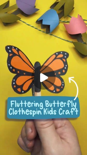 Timm Sevitz on Instagram: "How to turn a clothespin into an easy spring paper craft butterfly for kids. This is such a fun kids art activity for spring when the littles are feeling bored. Add this into your elementary  lesson plan about the metamorphosis of a butterfly! The activity is also great for easter and spring party. #butterfly #kidscrafts #papercraft #easycraft #crafty #kidsactivities #kidsart" Build A Butterfly Craft, All About Butterflies, Paper Butterfly That Flies, Paper Butterflies That Fly, How To Make Paper Butterflies That Fly, Easy Flapping Butterfly Craft, Folded Paper Stars, How To Make Butterfly, Make Paper Beads