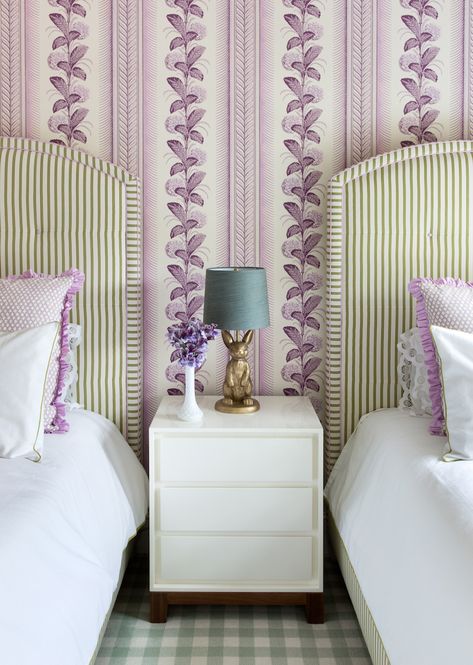 Purple Kids Room, Beach Bedding Sets, Hydrangea Wallpaper, Camille Styles, Purple Rooms, Hamptons House, Wallpaper Pattern, Green Rooms, Big Girl Rooms