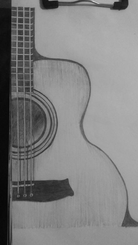 Guitar drawing Guitar Drawing Sketches, Guitar Sketch, Nice Drawings, Guitar Drawing, Pencil Drawings For Beginners, Art Sketches Doodles, Music Drawings, Pen Art Drawings, Cool Pencil Drawings