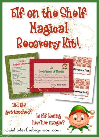 Elf on the Shelf Magical Recovery Kit - If your elf gets touched or is losing their magic use the Elf recovery kit. Includes free printable bag toppers for glitter, letter from Santa, and a certificate of health for your elf. So cute! Elf On The Shelf Arrival, Printables Ideas, Elf Magic, The Elf On The Shelf, Big Moon, Elf Antics, Elf Fun, Buddy The Elf, 12 December