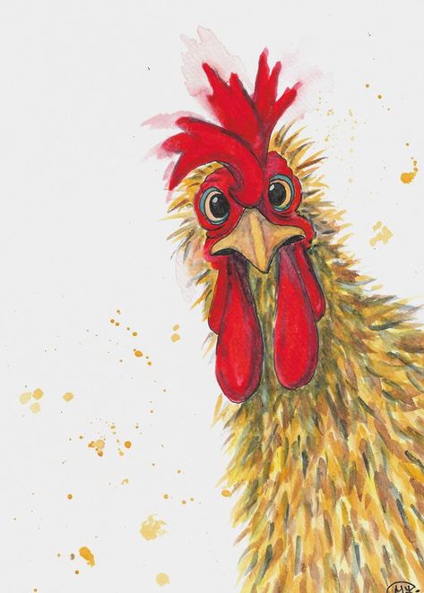 MARJANS ART - Paintings for Sale | Artfinder Colorful Rooster, Rooster Painting, Chicken Painting, Rooster Art, Farm Art, Chicken Art, Cow Painting, Bird Artwork, Cow Art