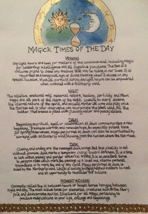 Magic times of the day, to go with the magic hours Weather Witch, Candles Crystals, Times Of The Day, Magic Day, Grimoire Book, Wiccan Witch, Magick Spells, Wiccan Spell Book, Witchcraft Spell Books