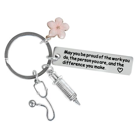 PRICES MAY VARY. Heartfelt Nurse Keychain: Celebrate and honor the dedication of nurses with this thoughtful and heartfelt keychain. Ideal as cool gifts for nurses, this accessory is perfect for women, female RNs, and LPNs. It serves as a meaningful reminder of their hard work and commitment, making it an excellent choice for nurse week and graduation gifts. Cool Gifts for Nurses: Whether it's for a newly graduated nurse or a seasoned professional, this stylish keychain is a perfect fit. It make Nurse Gadgets, Nurse Gift Basket Ideas, Nursing Gift Ideas, Brrr Basket, Nursing Instructor Gifts, Nurse Gift Baskets, Nursing Instructor, Nurse Gift Ideas, Nurse Keychain