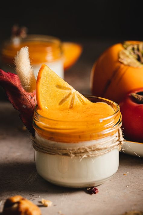 Persimmon Panna Cotta - Use Your Noodles Meal Capsule, Persimmon Dessert Recipes, Fall Panna Cotta, Persimmon Cheesecake, Persimmon Jelly, Persimmon Panna Cotta, Persimmon Pudding Old Fashion, Persimmon Ice Cream, Gluten Free Persimmon Pudding