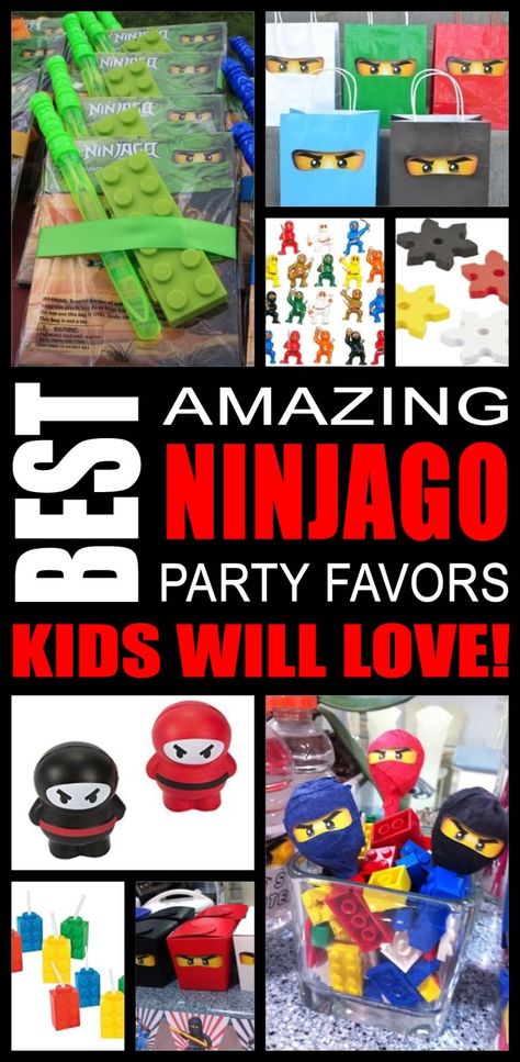 Lego Ninjago Party Favors, Lego Ninjago Party Ideas, Ninjago Party Ideas, Ninja Birthday Party Favors, Ninjago Party Decorations, Ninjago Party Favors, Ninja Party Favors, Girls Lego Party, Girls Lego