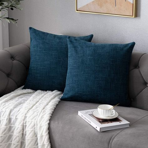 Couch Decoration, Oversized Throw Pillows, Black Couches, Country Cushions, Blue Couches, Grey Couches, Blue Pillow Covers, Couch Decor, Blue Pillow