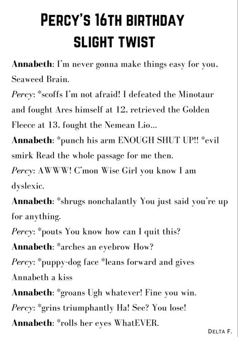 Suddenly thought of this little twist when I was doing revision and I was like “Hey what if…Percy needs to revise. Hey he’s dyslexic so…no…um maybe read aloud.” “Should add some…some Percabeth fluff…AH HA!” *snaps my fingers and here it is :P Percabeth Headcanon Spicy, Percabeth Spicy, Percabeth Fluff, Percabeth Headcanon, Percabeth, 16th Birthday, Read Aloud, Percy Jackson, What If