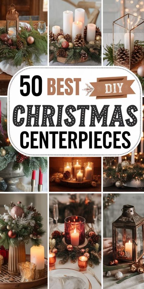 50+ Christmas Centerpiece Ideas to Brighten Your Holiday Led Light Table Decorations, Floating Candle Centerpieces Christmas Table Decorations, Christmas Centerpieces With Pinecones, Christmas Table Candle Centerpieces, Christmas Candle Table Centerpieces, Easy Xmas Centerpieces, Christmas Vase Centerpieces, Vase Decorating Ideas Christmas, Simple Christmas Party Centerpieces