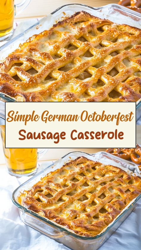 Indulge in the rich flavors of German cuisine with this hearty Octoberfest sausage casserole recipe. Packed with savory sausages, tender potato slices, and aromatic spices, this comforting dish is perfect for chilly autumn nights. Easy to prepare and full of warmth and comfort, it's a must-try for anyone looking to experience authentic German flavors at home. German Sausage Meals, Recipes With German Sausage, Easy German Dinner Recipes, German Dinner Recipes, German Sausage And Cabbage, Homemade German Sausage Recipes, Traditional German Food Dinners, German Recipes Authentic, Sausage Casserole Dinners