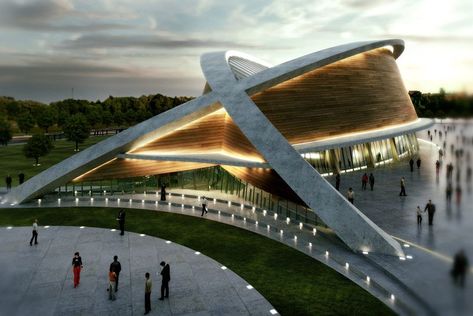 DOS Architects: Olympic Swimming Pool in Kurdistan #architecture ☮k☮ Olympic Swimming Pool, Architectural Orders, Olympic Swimming, Romanesque Architecture, Cultural Architecture, Education Architecture, Classical Architecture, Futurism, Futuristic Architecture