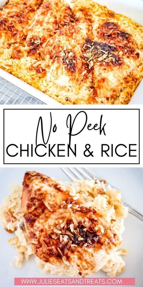 Chicken And Rice With Onion Soup, Forgotten Chicken With Regular Rice, Peekaboo Chicken And Rice, Chicken Rice Onion Soup, Raw Chicken Casserole Recipes, Chicken And Rice Baked In Oven, Chicken Breast Recipes Comfort Food, Fall Chicken Breast Recipes, No Peek Chicken And Rice