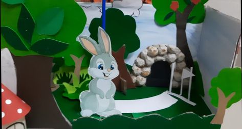 Easy show and tell setup idea for kids Show And Tell Ideas For Grade 3, Hare And Tortoise Story Props, Story Box Ideas, Story Telling Ideas, Rabbit And Tortoise, Story Telling Activities, Running Competition, Table Chart, Story Props