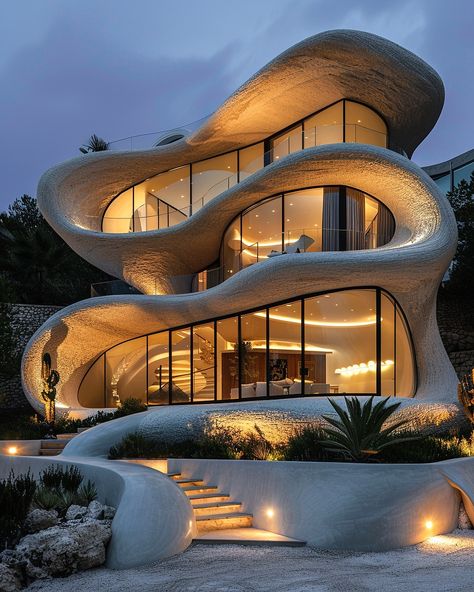 Verdant Haven by Maedeh Hemati @mah_design_architecture 🔗 https://www.amazingarchitecture.com/visualization/verdant-haven-by-maedeh-hemati Embracing Nature’s Curves: A Modern Villa of Organic Beauty Maedeh Hemati: Step into a world where architecture blends seamlessly with the natural landscape, where every curve and contour is a tribute to the beauty of organic forms. Our modern villa is a sanctuary of serenity, designed to harmonize with the surrounding environment while offering luxuri... Modern Villa, Organic Forms, Natural Landscape, Organic Beauty, Amazing Architecture, A World, The Beauty, Villa, Architecture