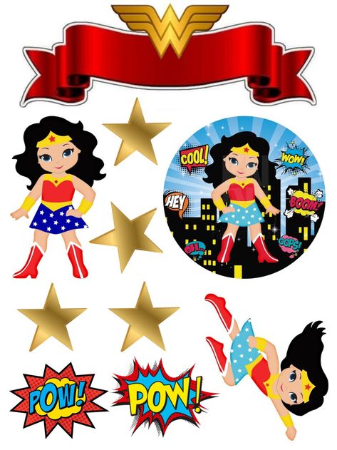 Wonder Woman Cake Topper, Wonder Woman Party, Birthday Cake Topper Printable, Samara, Cake Topper, Superman, Cake Toppers, Birthday Cake, Wonder Woman