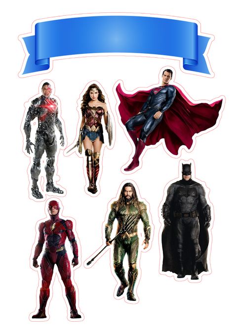 Superheroes Party Free Printable Cake Toppers. - Oh My Fiesta! for Geeks Justice League Cake, Printable Cake Toppers, Superhero Party Printables, Avengers Cake Topper, Superhero Printables, Mickey Mouse Cake Topper, Superman Birthday Party, Superman Characters, Superheroes Party