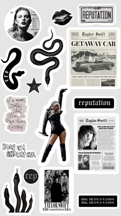 Reputation stickers 🐍 Reputation Stickers, Reputation Taylor Swift, Taylor Swift Posters, Taylor Swift Lyrics, Printable Stickers, Case Stickers, Taylor Swift, Swift