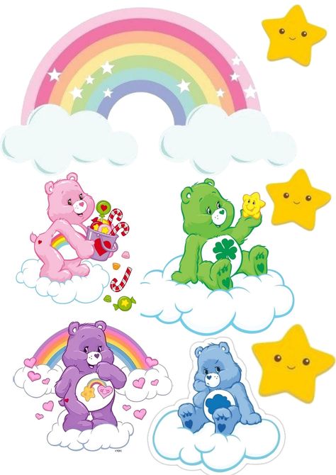 Happy Birthday Care Bears, Care Bear Cakes, Care Bears Birthday Party, Care Bear Party, Care Bear Birthday, Baby Play Gym, Care Bears Cousins, Bear Character, Horse Coloring Pages