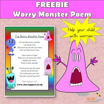 Worry Monster poem Worry Monster Poem, Monster Poem, Monster Quotes, Worry Monster, Monster Box, Sewing Handbag, Happy Monster, Classroom Organisation, Nursery Ideas