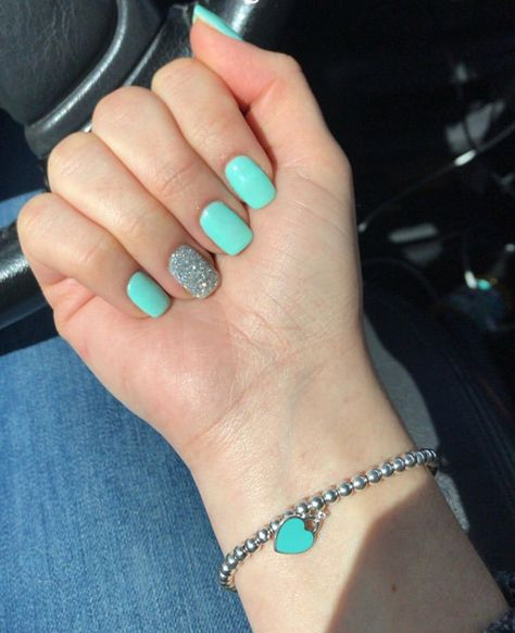 Tiffany Nail Color, Short Square Turquoise Nails, Aqua Nails Short, Aqua Square Nails, Tifanny Blue Nails, Tiffany And Co Inspired Nails, Tiffany Color Nails, Tiffany Blue Nails Short, Tiffany Inspired Nails