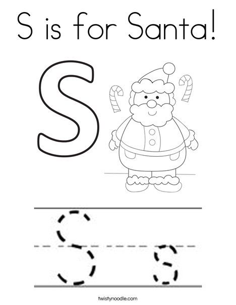 S is for Santa Coloring Page - Twisty Noodle Santa Worksheets Preschool, S Is For Santa, Christmas Booklet, Language Activities Preschool, Santa Coloring, Door Decorations Classroom Christmas, Xmas Projects, Preschool Christmas Activities, Santa Coloring Pages