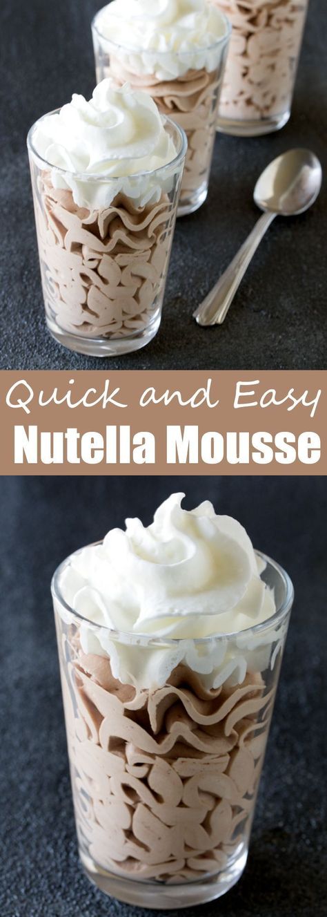 This 3 ingredient dessert will win you over immediately. Nutella Mousse is a quick, easy, and delicious dessert! Nutella Mousse, Mousse Dolce, 3 Ingredient Desserts, Nutella Recipes, Mousse Recipes, Läcker Mat, Dessert Ingredients, Tasty Healthy, Deilig Mat