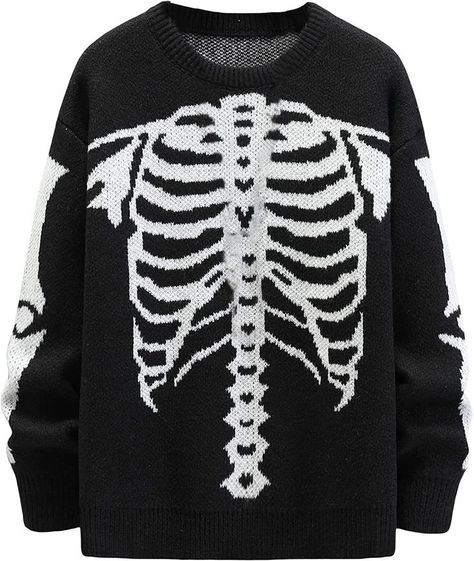 Skeleton Crochet Sweater, Skeleton Jumper, Skeleton Sweater, Grunge Sweater, Skeleton Pattern, Trilogy Tour, Sixth Form, Y2k Sweater, Skeleton Print