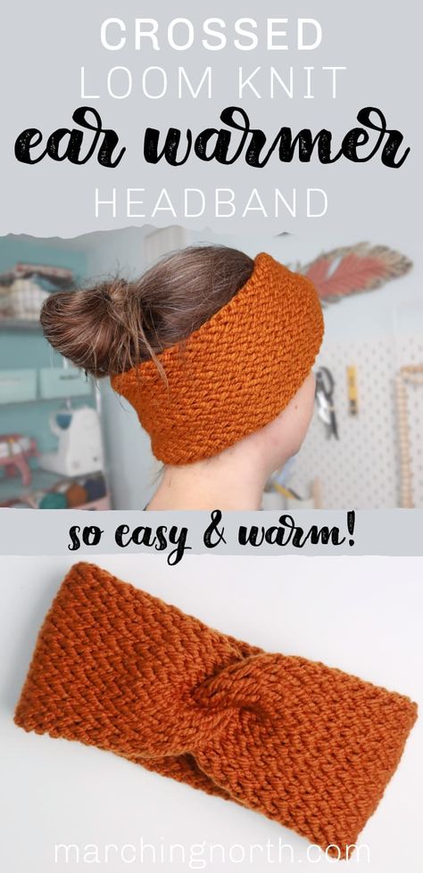 Round Loom Knitting Headband, Knitting Ring Round Loom, Simple Loom Knitting Projects, Loom Knit Baby Hat With Ears, Loom Sweater Pattern Free, Crochet With Loom, Looming Headbands Ear Warmers, How To Use A Circle Loom, Loom Knit Headband Easy