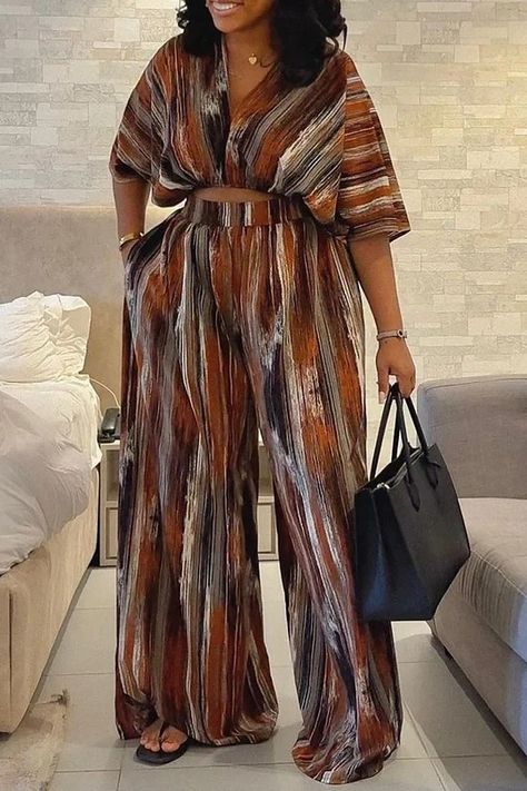 Ladies Two Piece Outfit, Ankara Pants And Top, 2 Pieces Trouser And Top, Top And Trousers Outfit Material, Ankara Trouser And Top Styles, Simple Dinner Outfits, Two Piece Outfits Pants Classy, Ankara Pants, Two Piece Sets Outfits