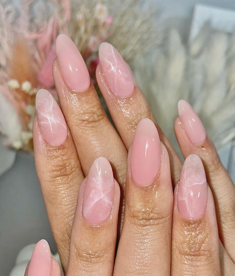 Rose Quartz French Tip Nails, Quartz Nail Designs, Quartz Nail Art, Marble Nails Pink, Reverse French Nails, Rose Quartz Nails, Quartz Nails, April Nails, Girly Acrylic