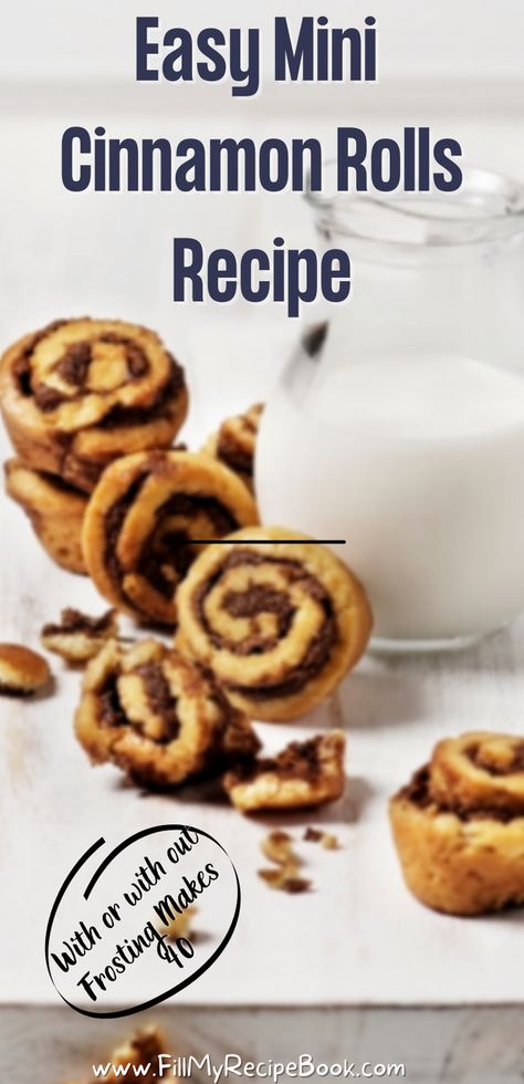 an amazing tasty easy mini cinnamon roll recipe idea to create for an appetizer or snack and even for a school lunch. make a frosting or not for them. Mini Cinnamon Buns, Cinnamon Bites, Cinnamon Drink, Mini Cinnamon Rolls, Cinnamon Rolls Easy, Canned Frosting, Chocolate Nuts, Cinnamon Rolls Recipe, Recipe From Scratch