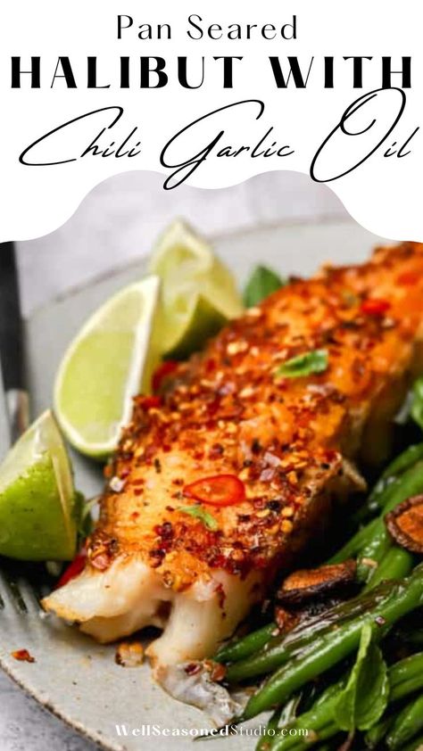 Spicy Halibut Recipes, Fresh Halibut Recipes, Seared Halibut Recipes, Pan Seared Halibut Recipes, Pan Seared Halibut, Gratin Recipes, Seared Halibut, Pescatarian Meals, Asian Fish