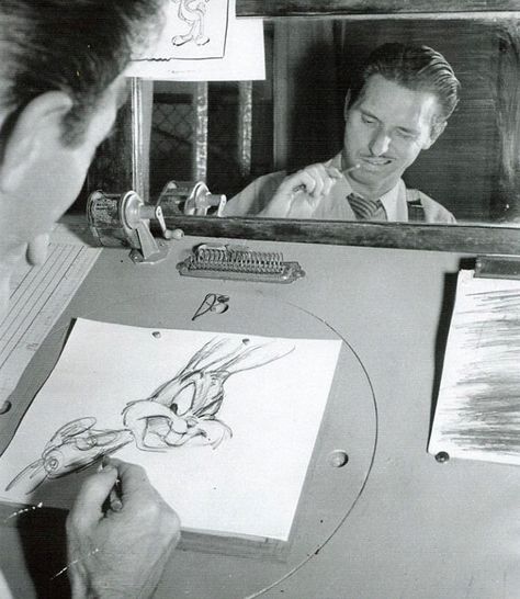 Classic animators doing reference poses for their own drawings, this is partly why animators liked to work alone. Chuck Jones, Looney Tunes Cartoons, Pinturas Disney, Jim Henson, Classic Cartoons, Comic Book Artists, Bugs Bunny, Facial Expressions, Looney Tunes