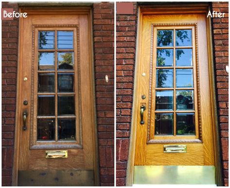 How to Restore Your Old Wood Front Door ... Exterior Wood Door, Stained Front Door, Door Restoration, Painting Baseboards, Wood Front Door, Oak Front Door, Old Wood Doors, Sanding Wood, Wood Exterior