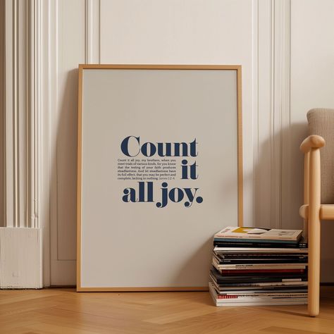 This Digital Prints item by AbidingPressCo has 18 favorites from Etsy shoppers. Ships from United States. Listed on 07 Aug, 2024 Joy Bible Verse, Christian Room Decor, Count It All Joy, Biblical Artwork, Modern Christian Art, Christian Posters, Etsy Prints, James 1, Scripture Print