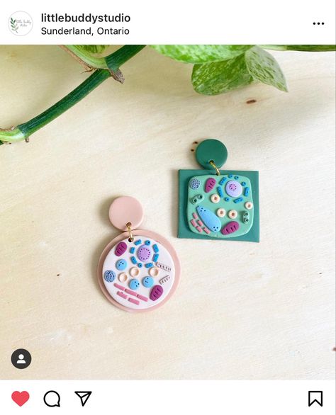 Science Polymer Clay Earrings, Science Earrings Clay, Polymer Clay Science Earrings, Polymer Clay Science, Science Accessories, Science Earrings, Polymer Clay Beads Diy, Nerdy Jewelry, Plant Cell