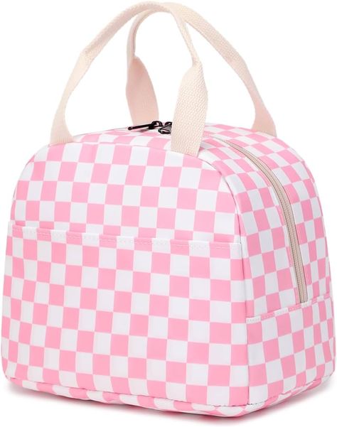 Amazon.com: Checkered Lunch Bag for Girls Women, Cute Insulated Leakproof Lunch Box Container Reusable Cooler Lunch Tote Bag for Teens Kids Adults School Travel Picnic (Pink): Home & Kitchen Preppy School Bag, Pink Lunch Bag, Stylish School Bags, Lunch Box Containers, White Elephant Gifts Exchange, Lunch Tote Bag, Kids Lunch Bags, Bags For Teens, Insulated Bags