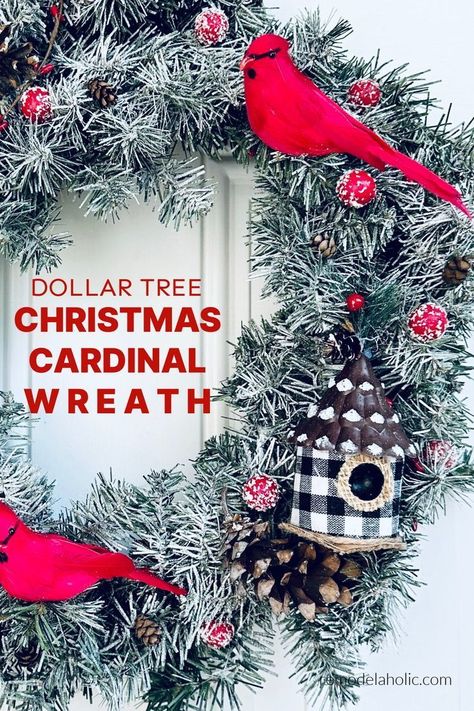 Create a DIY winter cardinal wreath that's as perfect as a snowy day. Follow this simple tutorial from Remodelaholic and watch your décor shine with the beauty of the season. Make your own winter decor and learn how to flock a DIY Christmas wreath! This snowy winter wreath is the perfect base for adding ornaments, ribbon, or flowers to make a stunning holiday door decoration. Cardinal Wreath, Holiday Door Decorations, Winter Wreath Diy, Diy Christmas Wreath, Winter Cardinal, A Snowy Day, Diy Winter, Evergreen Wreath, Christmas Cardinals