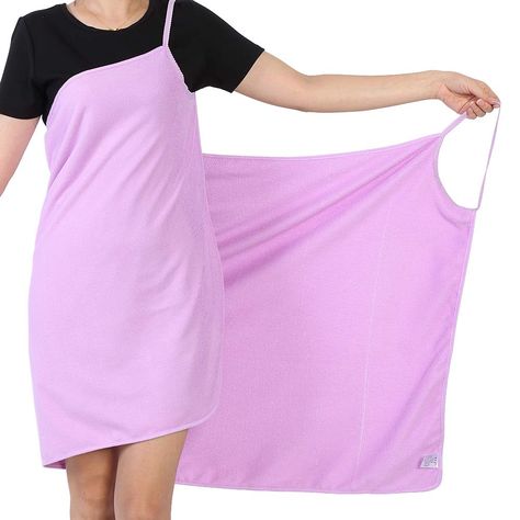 PRICES MAY VARY. Made from microfiber, super soft, environmental-friendly and durable. Multi-functional to use, it is not only used as a bath towel, but also can be used as a bath wrap dress, beach towel. Double shoulder straps design, it is convenient for you to wear it. Lightweight, easy to carry, comfortable to wear, and 3 different beautiful colors could be for you to choose from. Absorbing water quickly and breathing freely, our towels are suitable for spa, shower, sauna, bath etc. Descript Beach Towel Dress, Purple Bath Towels, Purple Bath, Spa Wraps, Microfiber Bath Towels, Bath Dress, Towel Girl, Towel Dress, Bath Wrap