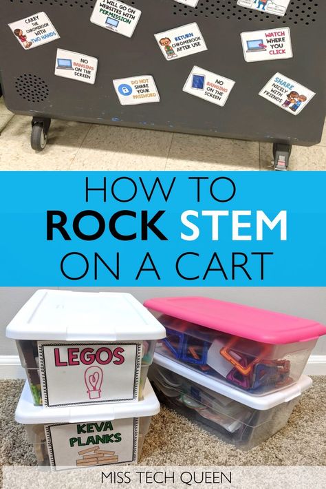 Learn how you can organize your STEM materials, manage challenges in your elementary classroom, decorate, and more! Did I mention this would all be done from a cart? Yes, you can keep your materials organized and condensed from just a cart! Stem Read Alouds, Simple Stem Challenges, Stem Station, Holiday Stem, Stem Books For Kids, Kindergarten Stem, Building Challenge, Classroom Management Elementary, Stem Books