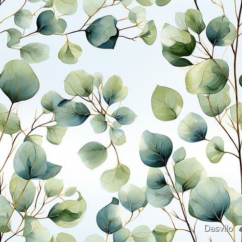 Eucalyptus leaves seamless pattern by Dasvilo | Redbubble Eucalyptus Stencil, Eucalyptus Phone Wallpaper, Eucalyptus Background Wallpapers, Stained Glass Eucalyptus, Eucalyptus Pattern, Pattern Leaves, Leaves Seamless Pattern, Yellow Pattern, Eucalyptus Leaves